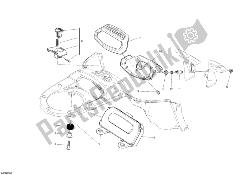 Alle onderdelen voor de Instrumentenpaneel van de Ducati Diavel Cromo USA 1200 2013